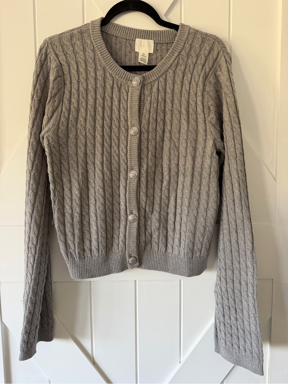 H&M Gray Cable-Knit Button Cardigan Sweater